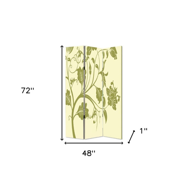 HomeRoots 48" Multi Color Wood Canvas 3 Panel Screen - Stylish Room Divider, Flexible Privacy & Elegant Decor 274752