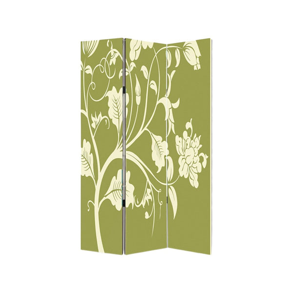 HomeRoots 48" Multi Color Wood Canvas 3 Panel Screen - Stylish Room Divider, Flexible Privacy & Elegant Decor 274752