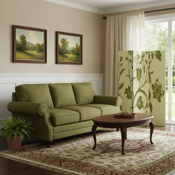 HomeRoots 48" Multi Color Wood Canvas 3 Panel Screen - Stylish Room Divider, Flexible Privacy & Elegant Decor 274752