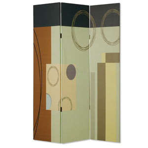 HomeRoots 48" Multi-Color Wood Canvas 3-Panel Folding Screen - Stylish Room Divider & Decorative Accent 274753