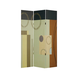 HomeRoots 48" Multi-Color Wood Canvas 3-Panel Folding Screen - Stylish Room Divider & Decorative Accent 274753