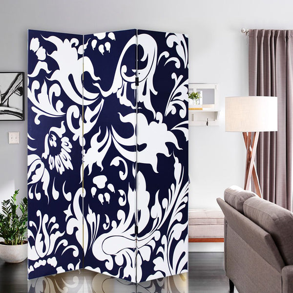 Homeroots 48" X 72" Multi Color Wood Canvas  3 Panel Screen  Cotton Canvas 274754