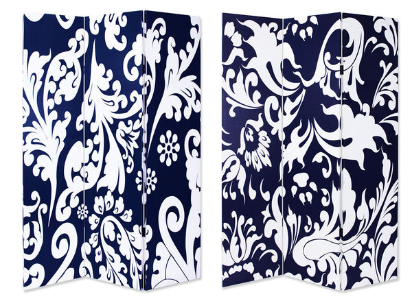 Homeroots 48" X 72" Multi Color Wood Canvas  3 Panel Screen  Cotton Canvas 274754