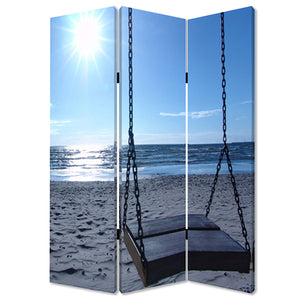 Homeroots 48" X 72" Multi Color Wood Canvas Seaside Serenity  Screen  Cotton Canvas 274756