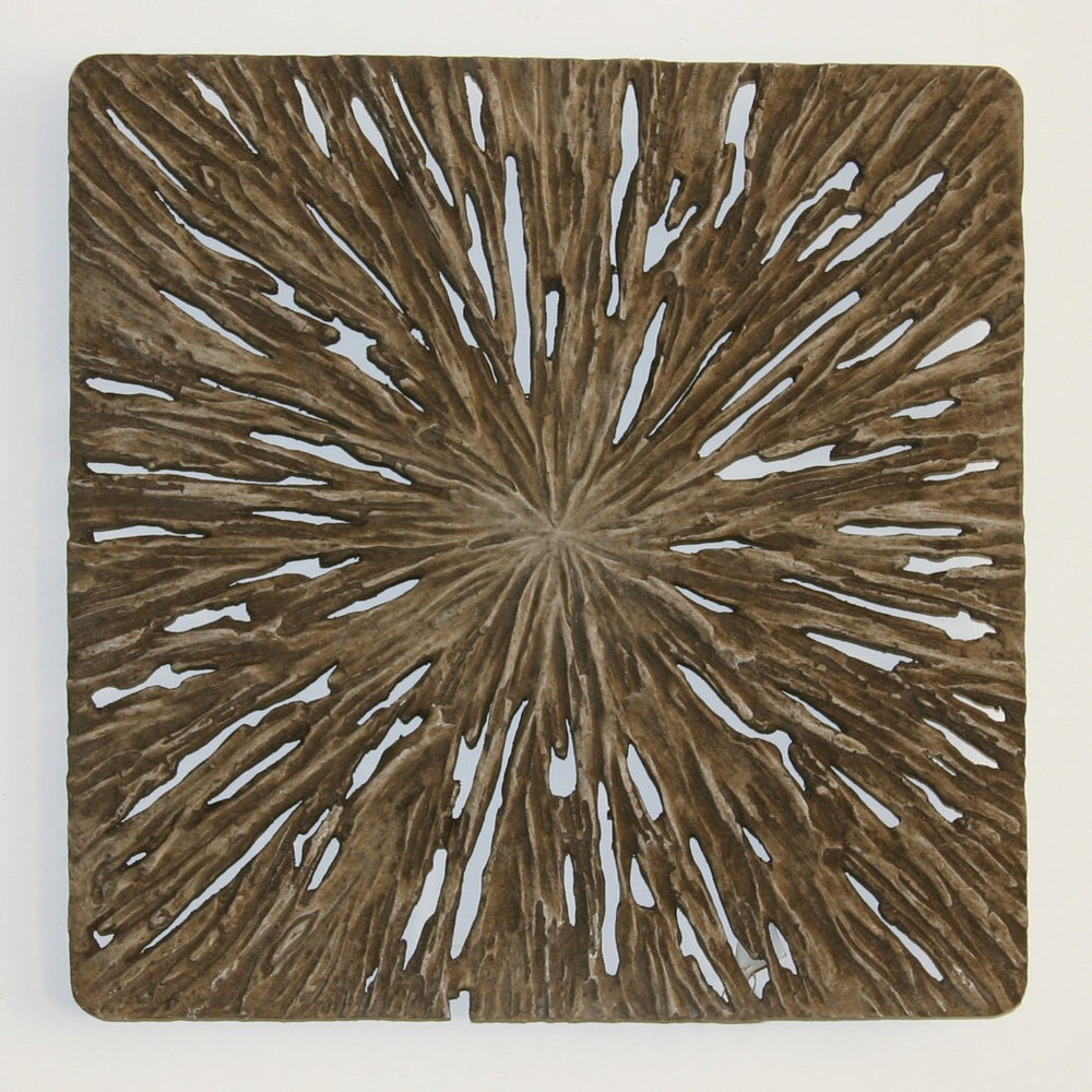 HomeRoots 19" Rustic Brown Square Rotten Wood Wall Decor - Textured Sandstone Art for Vintage Charm 274763