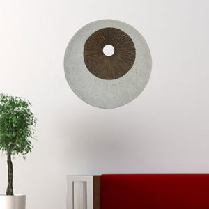 HomeRoots 14" Contemporary Gray Stone Wall Decor with Geometric Circle Motif for Modern Spaces & Easy Hanging 274768