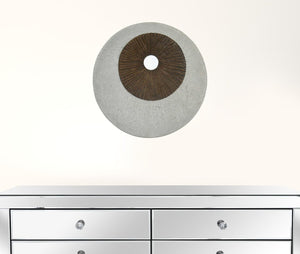 HomeRoots 14" Contemporary Gray Stone Wall Decor with Geometric Circle Motif for Modern Spaces & Easy Hanging 274768