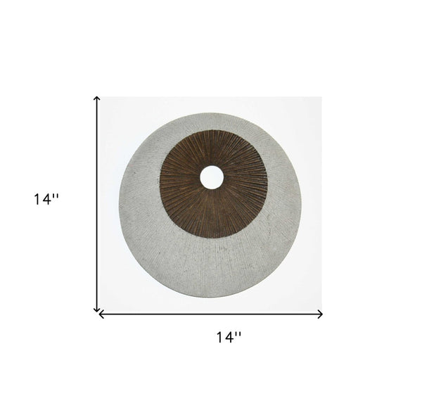 HomeRoots 14" Contemporary Gray Stone Wall Decor with Geometric Circle Motif for Modern Spaces & Easy Hanging 274768