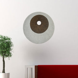 HomeRoots 27" Round Double Layer Ribbed Wall Decor - Elegant Brown & Gray Accent for Modern Interiors 274770