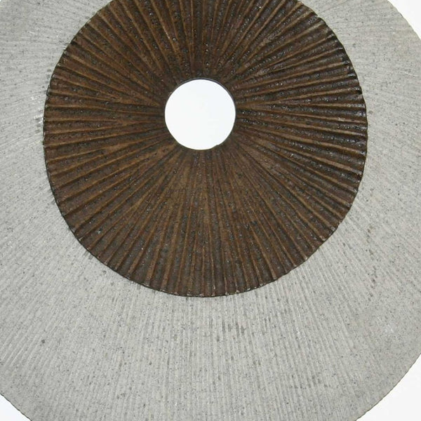 HomeRoots 27" Round Double Layer Ribbed Wall Decor - Elegant Brown & Gray Accent for Modern Interiors 274770