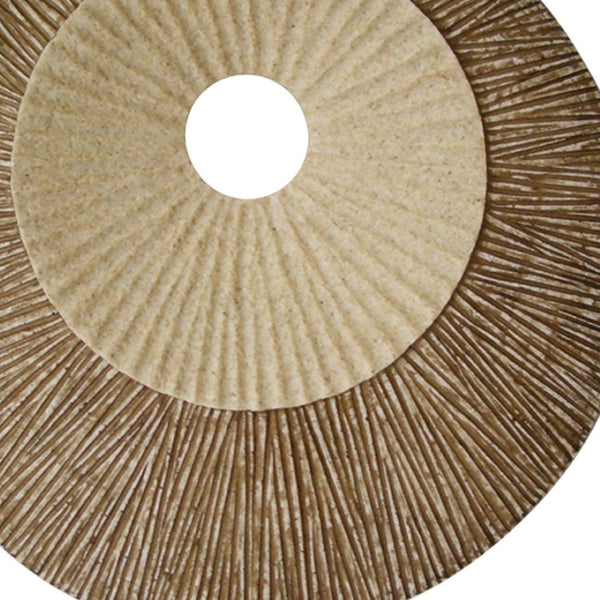 HomeRoots 19" Round Double-Layer Ribbed Wall Plaque in Sand-Brown - Modern Accent for Any Décor Style 274772