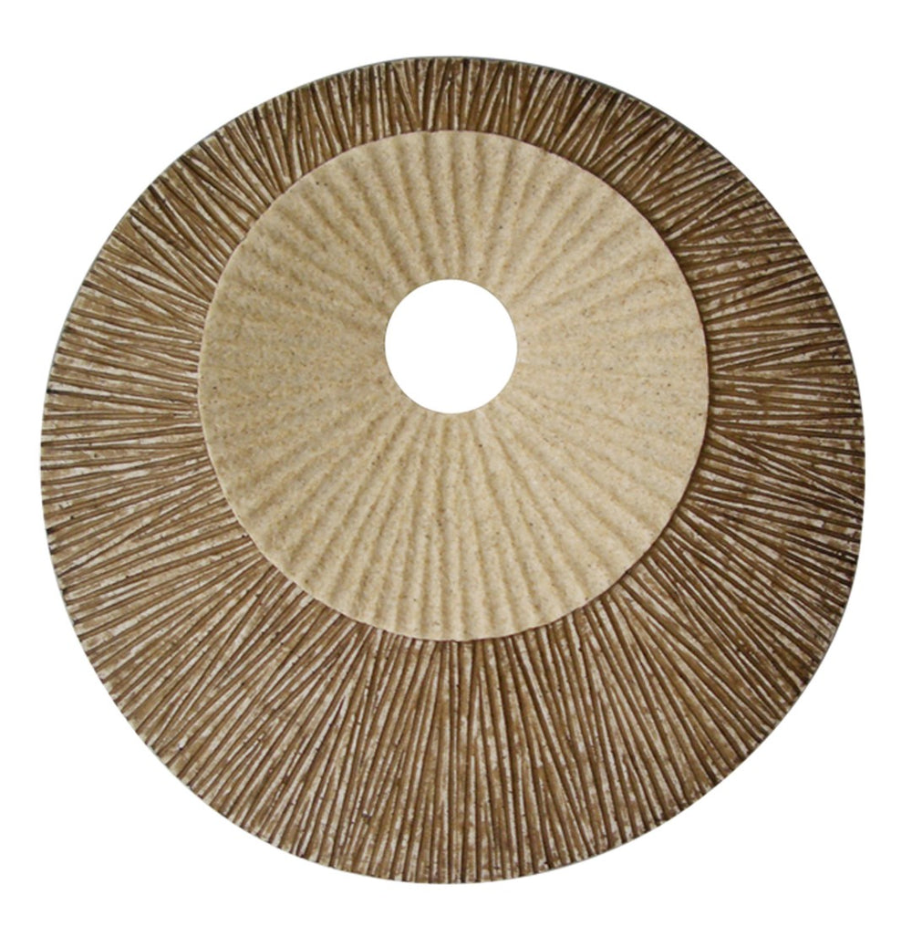HomeRoots 27" Round Double-Layer Ribbed Wall Plaque - Modern Sandstone Art for Living Rooms & Offices 274773