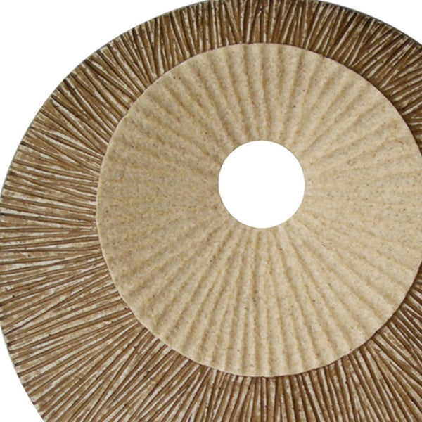 HomeRoots 27" Round Double-Layer Ribbed Wall Plaque - Modern Sandstone Art for Living Rooms & Offices 274773