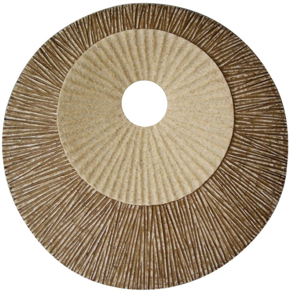 HomeRoots 27" Round Double-Layer Ribbed Wall Plaque - Modern Sandstone Art for Living Rooms & Offices 274773