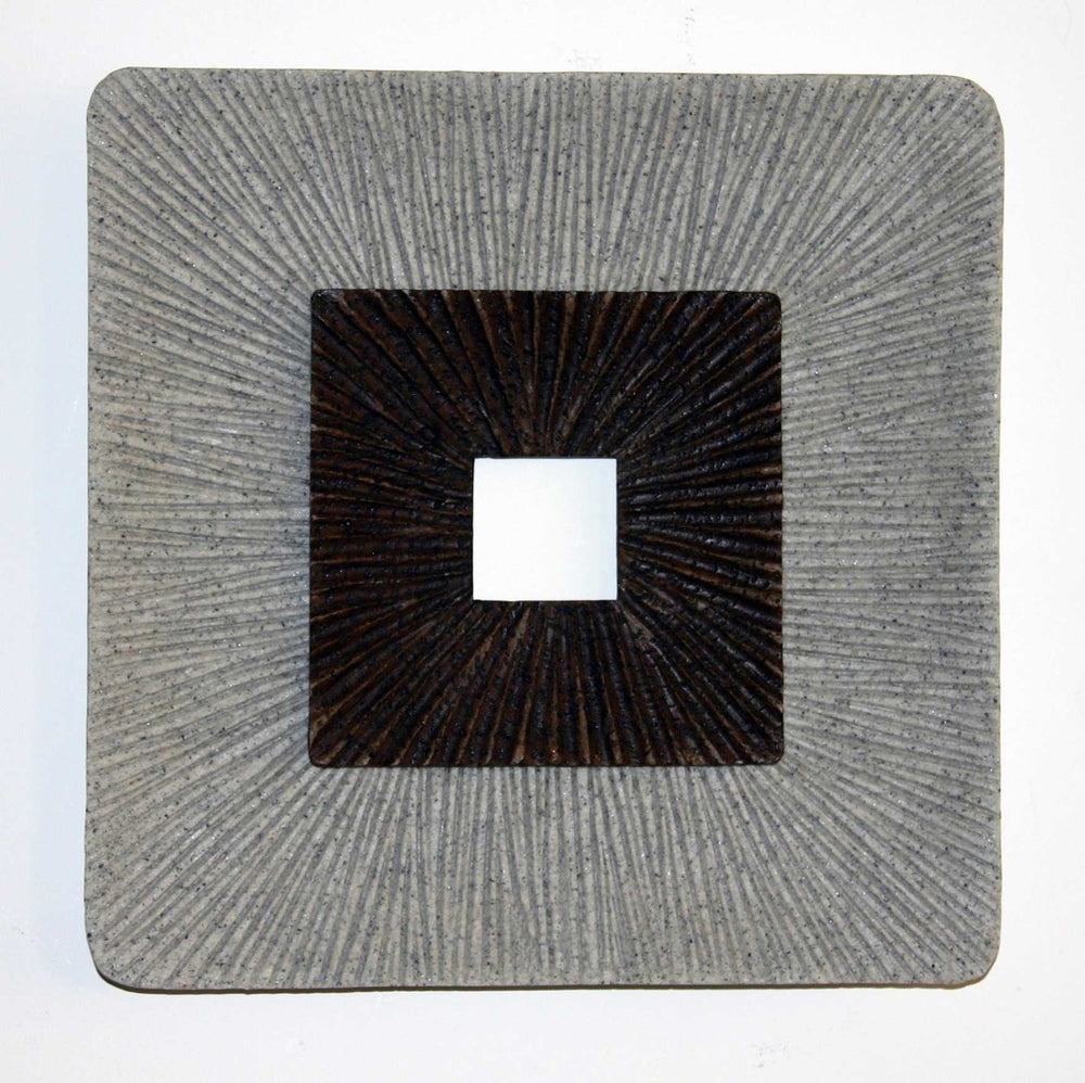 HomeRoots 19" Modern Brown and Gray Ribbed Square Wall Art - Unique Incised Design for Contemporary Spaces 274775
