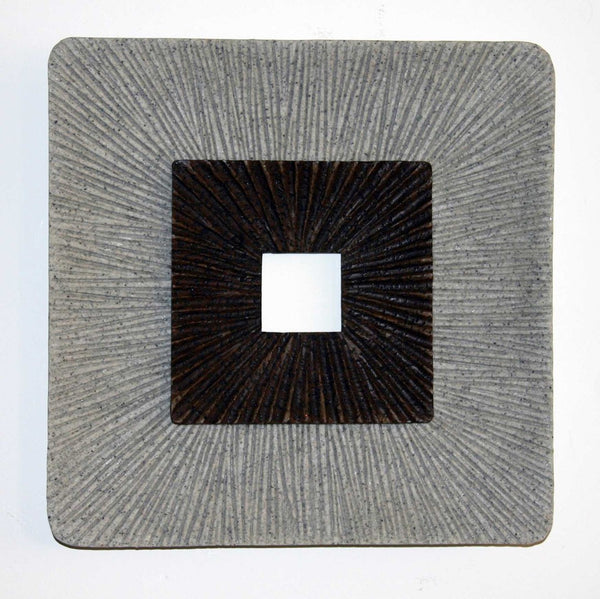 HomeRoots 19" Modern Brown and Gray Ribbed Square Wall Art - Unique Incised Design for Contemporary Spaces 274775