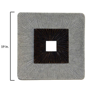 HomeRoots 19" Modern Brown and Gray Ribbed Square Wall Art - Unique Incised Design for Contemporary Spaces 274775