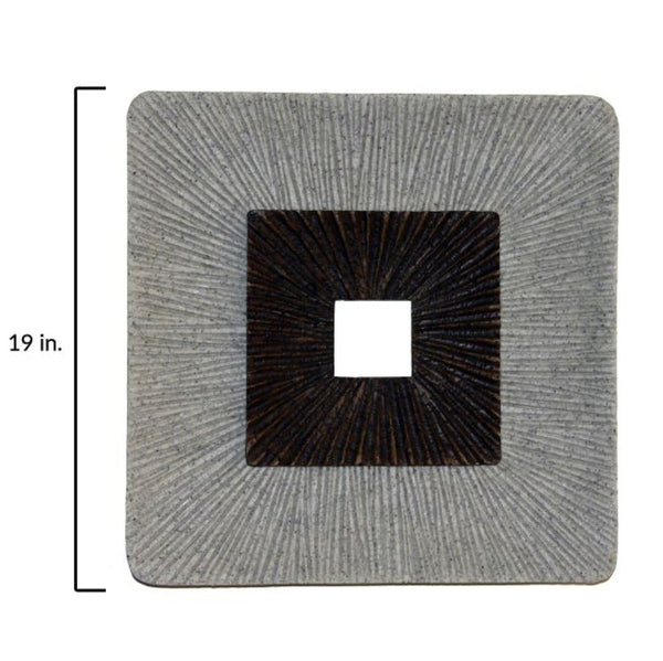 HomeRoots 19" Modern Brown and Gray Ribbed Square Wall Art - Unique Incised Design for Contemporary Spaces 274775
