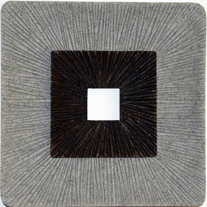 HomeRoots 19" Modern Brown and Gray Ribbed Square Wall Art - Unique Incised Design for Contemporary Spaces 274775