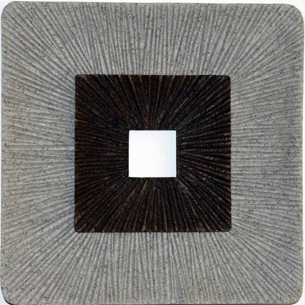 HomeRoots 19" Modern Brown and Gray Ribbed Square Wall Art - Unique Incised Design for Contemporary Spaces 274775