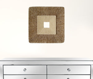 Homeroots 14" X 14" X 2" Brown Concave Square Double Layer Ribbed  Wall Plaque Set Of 2  Sandstone 274777