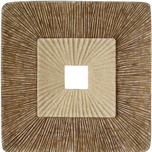 HomeRoots 26" Modern Concave Double Layer Square Wall Plaque - Ribbed Sandstone Art for Stylish Interiors 274779