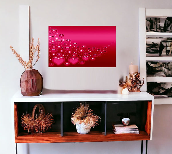 HomeRoots Pink Hearts Modern Canvas Wall Art – Vibrant Decorative Accent for Home, Office, or Dorm Spaces 274785