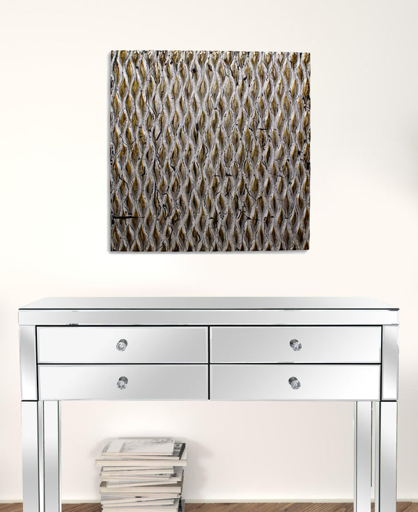 Homeroots 24" X 24" X 1" Raw Wood Look Silver Finish Square Wall Art Medium Silver Wood 274792