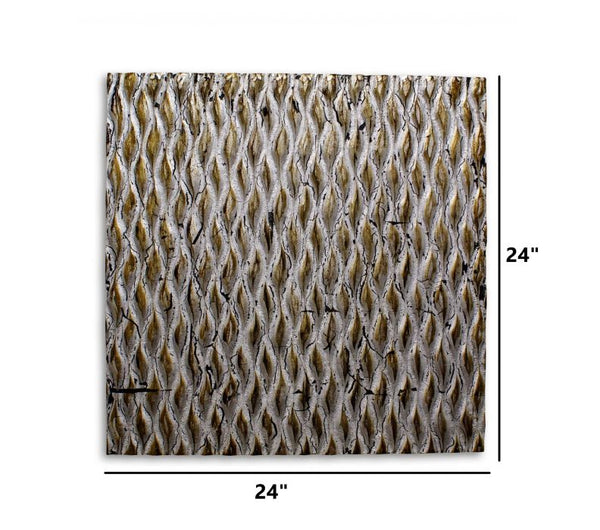 Homeroots 24" X 24" X 1" Raw Wood Look Silver Finish Square Wall Art Medium Silver Wood 274792