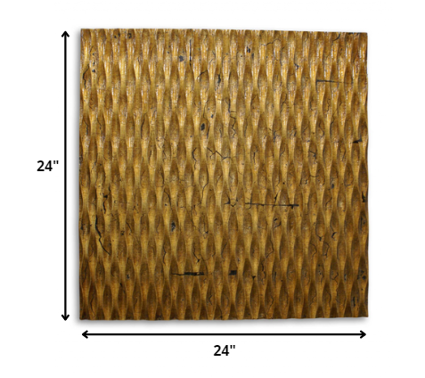 Homeroots 1 X 24 X 24 Gold Metallic Ridge - Wall Art Wood Wall Art Gold Wood 274793