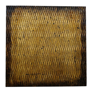 Homeroots 24" X 24" X 1" Raw Wood Look Gold Finish Square Wall Art Medium Bronze Wood 274795