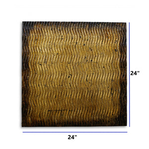 Homeroots 24" X 24" X 1" Raw Wood Look Gold Finish Square Wall Art Medium Bronze Wood 274795