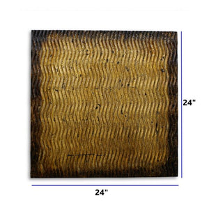 Homeroots 24" X 24" X 1" Raw Wood Look Gold Finish Square Wall Art Medium Bronze Wood 274795