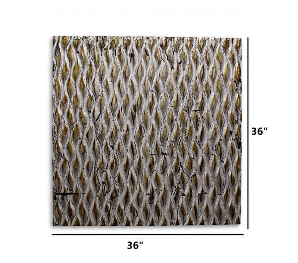 Homeroots 36" X 36" X 1" Raw Wood Look Silver Finish Square Wall Art Silver Wood 274796