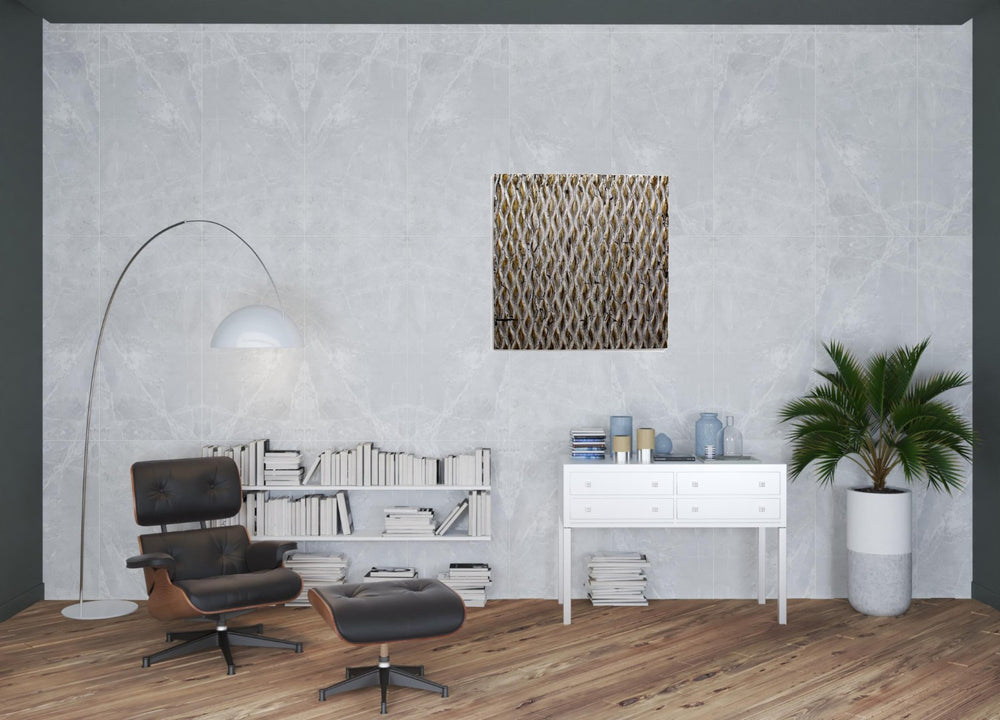 HomeRoots 36" Modern Textured Square Wall Art with Sculptural Depth for Contemporary Home Decor Display Silver 274796