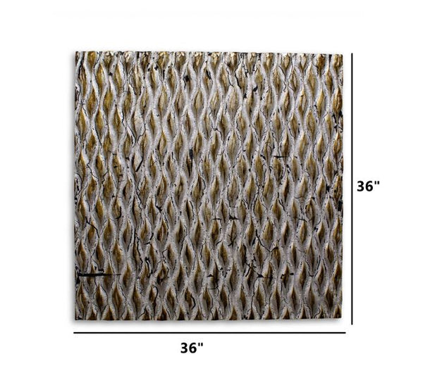 Homeroots 36" X 36" X 1" Raw Wood Look Silver Finish Square Wall Art Silver Wood 274796