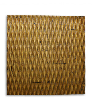 Homeroots 36" X 36" X 1" Raw Wood Look Gold Finish Square Wall Art Gold Wood 274797