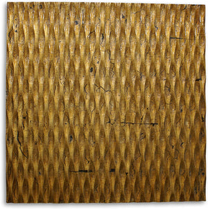 Homeroots 36" X 36" X 1" Raw Wood Look Gold Finish Square Wall Art Gold Wood 274797