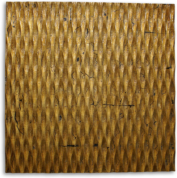 Homeroots 36" X 36" X 1" Raw Wood Look Gold Finish Square Wall Art Gold Wood 274797