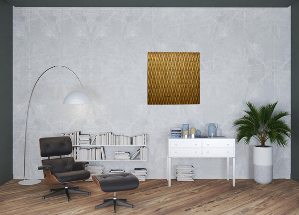 Homeroots 36" X 36" X 1" Raw Wood Look Gold Finish Square Wall Art Gold Wood 274797