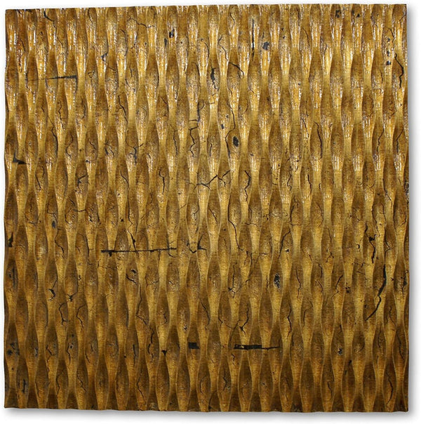 HomeRoots 36" Modern Textured Square Wall Art with Sculptural Depth for Contemporary Home Decor Display Gold 274797