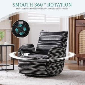 English Elm Modern Boucle 360° Swivel Leisure Chair with High‑Resilience Sponge, Supportive Curve, 550lb Capacity Black W395P355515