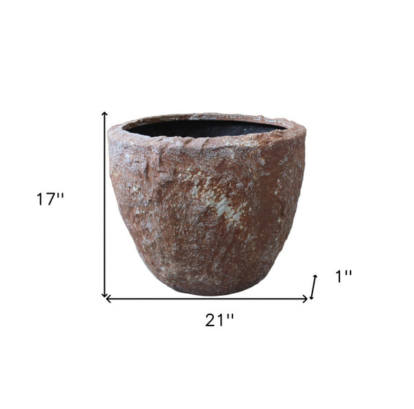 HomeRoots Set of Three 21" Round Stone Planters for Indoor/Outdoor Use - Durable & Stylish Decor Solution 274805