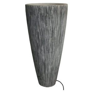 Homeroots 1 X 18 X 39 Gray Sandstone Ribbed Long Conical  Planter With Light  Sandstone 274808