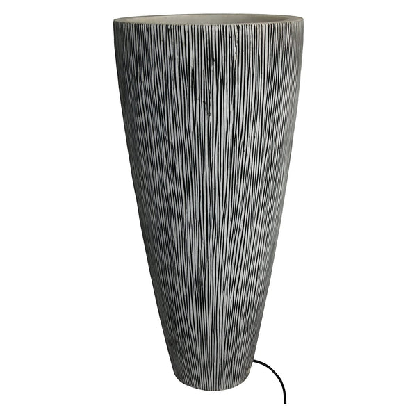 Homeroots 1 X 18 X 39 Gray Sandstone Ribbed Long Conical  Planter With Light  Sandstone 274808