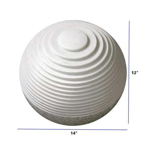 Homeroots 1 X 14 X 12 White Round With Lines And Light - Outdoor Ball  Sandstone 274815