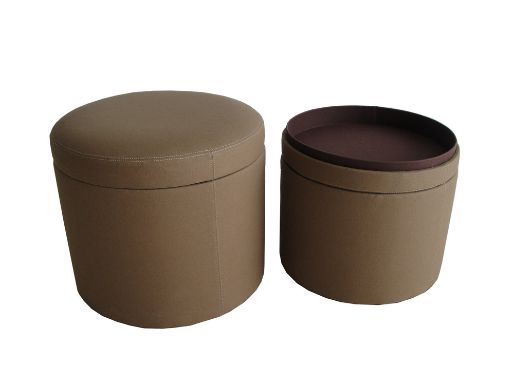 Homeroots 1" Tan Faux Leather Round Storage   274817