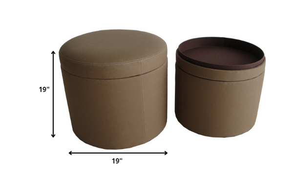 Homeroots 1" Tan Faux Leather Round Storage   274817