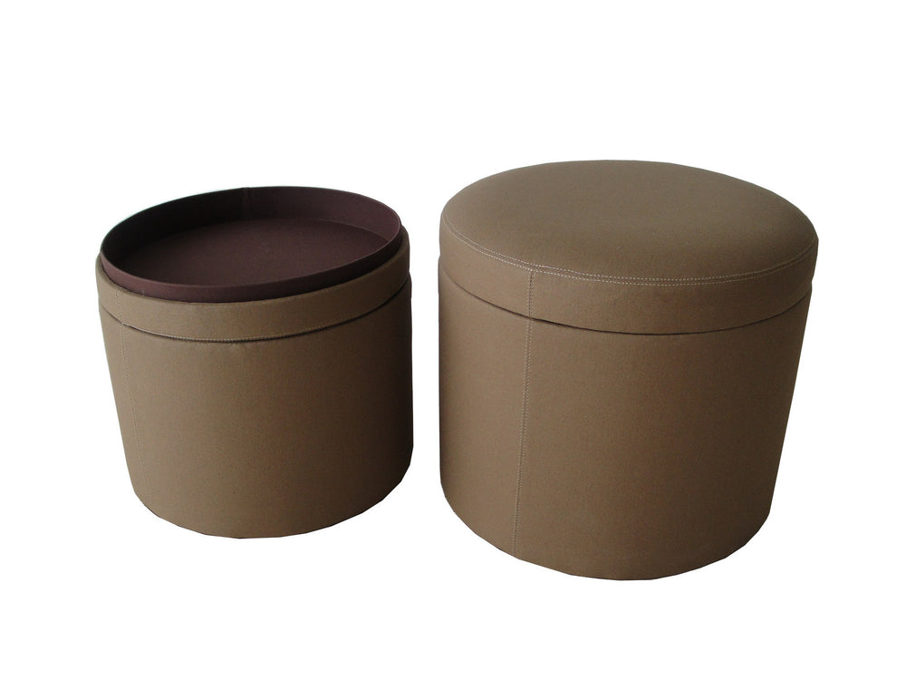 Homeroots 1" Tan Faux Leather Round Storage   274817