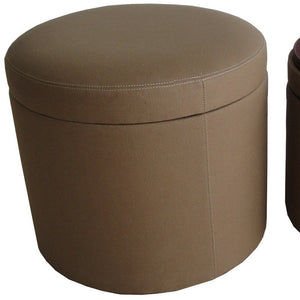 Homeroots 1" Tan Faux Leather Round Storage   274817